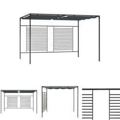 The Living Store Paviljong med infällbart tak 4x3x2,3 m gräddvit 180 g/m² - Partytält & paviljoner