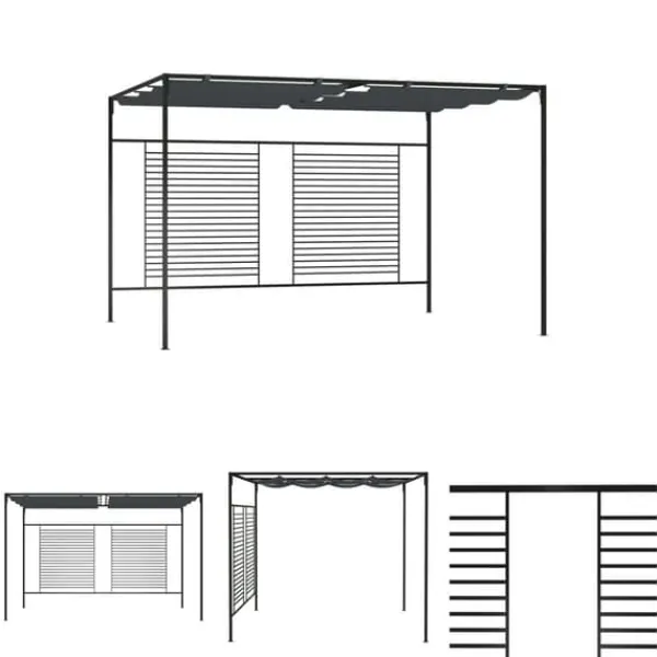 The Living Store Paviljong med infällbart tak 4x3x2,3 m gräddvit 180 g/m² - Partytält & paviljoner