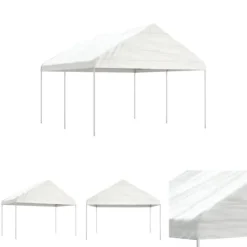 Outlet The Living Store Paviljong med tak vit 4,46x4,08x3,22 m polyeten - Partytält & paviljoner Tält & Lusthus