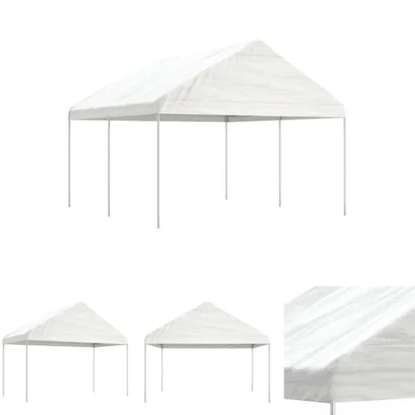 Outlet The Living Store Paviljong med tak vit 4,46x4,08x3,22 m polyeten - Partytält & paviljoner Tält & Lusthus