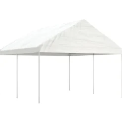 Outlet The Living Store Paviljong med tak vit 4,46x4,08x3,22 m polyeten - Partytält & paviljoner Tält & Lusthus