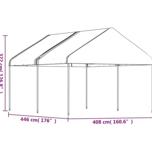 Outlet The Living Store Paviljong med tak vit 4,46x4,08x3,22 m polyeten - Partytält & paviljoner Tält & Lusthus