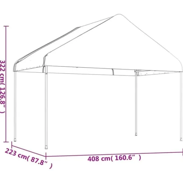 Outlet The Living Store Paviljong med tak vit 4,46x4,08x3,22 m polyeten - Partytält & paviljoner Tält & Lusthus