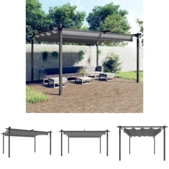 Online The Living Store Paviljong med infällbart tak 4x3 m antracit - Partytält & paviljoner Valvbågar, Spaljéer, Bersåer & Pergolor