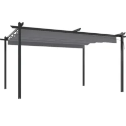 Online The Living Store Paviljong med infällbart tak 4x3 m antracit - Partytält & paviljoner Valvbågar, Spaljéer, Bersåer & Pergolor