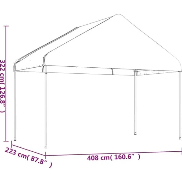The Living Store Paviljong med tak vit 8,92x4,08x3,22 m polyeten - Partytält & paviljoner