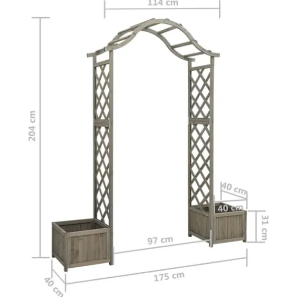The Living Store Pergola med odlingslåda grå massivt granträ - Bersåer, spaljéer & pergolor