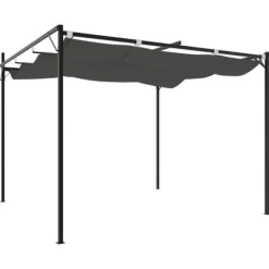 Clearance The Living Store Pergola med infällbart tak antracit 295x292x230 cm - Partytält & paviljoner Valvbågar, Spaljéer, Bersåer & Pergolor