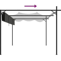 Clearance The Living Store Pergola med infällbart tak antracit 295x292x230 cm - Partytält & paviljoner Valvbågar, Spaljéer, Bersåer & Pergolor