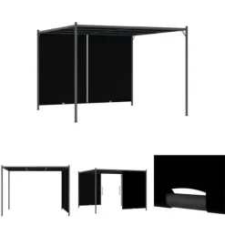 The Living Store Pergola med infällbart tak 3x3 m antracit - Bersåer, spaljéer & pergolor