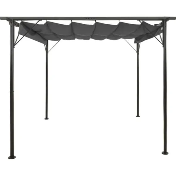 Hot The Living Store Pergola med infällbart tak antracit 3x3 m stål 180 g/m² - Bersåer, spaljéer & pergolor Valvbågar, Spaljéer, Bersåer & Pergolor