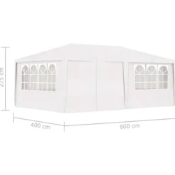 The Living Store Professionellt partytält med väggar 4x6 m vit 90 g/m² - Partytält & paviljoner