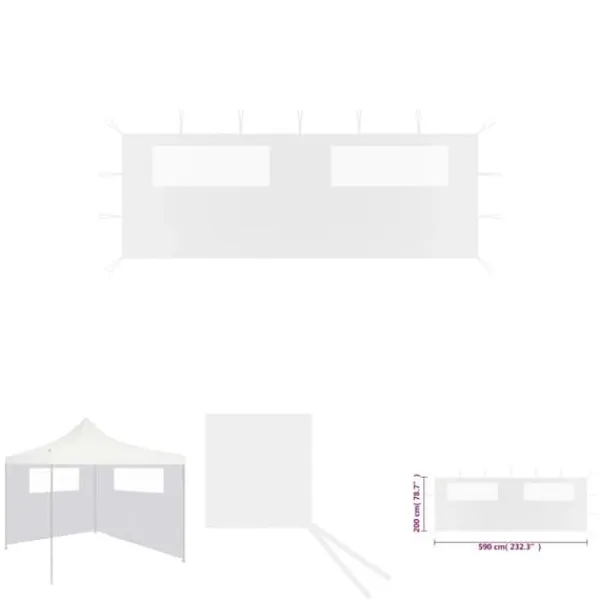 The Living Store Sidovägg med fönster till partytält 6x2 m vit - Tillbehör till partytält & lusthus