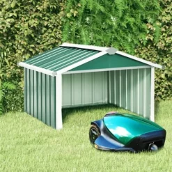 The Living Store Skjul för robotgräsklippare 92x97x63 cm galvaniserat stål grön - Förråd & Redskapsbodar Skjul, Garage & Carports