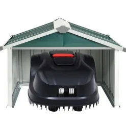 The Living Store Skjul för robotgräsklippare 92x97x63 cm galvaniserat stål grön - Förråd & Redskapsbodar Skjul, Garage & Carports