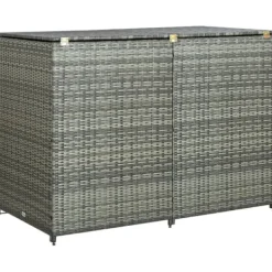 Outlet The Living Store Skjul för 2 soptunnor konstrotting antracit 148x77x111 cm - Förråd & Redskapsbodar Skjul, Garage & Carports