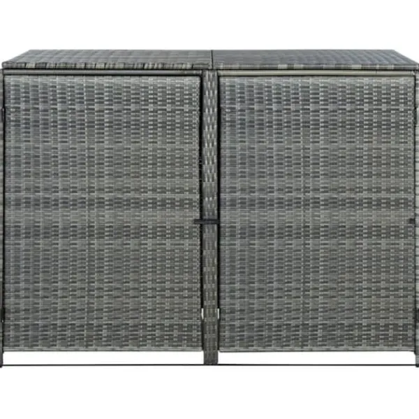 Outlet The Living Store Skjul för 2 soptunnor konstrotting antracit 148x77x111 cm - Förråd & Redskapsbodar Skjul, Garage & Carports