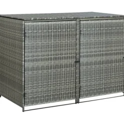 Outlet The Living Store Skjul för 2 soptunnor konstrotting antracit 148x77x111 cm - Förråd & Redskapsbodar Skjul, Garage & Carports