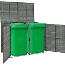 Outlet The Living Store Skjul för 2 soptunnor konstrotting antracit 148x77x111 cm - Förråd & Redskapsbodar Skjul, Garage & Carports