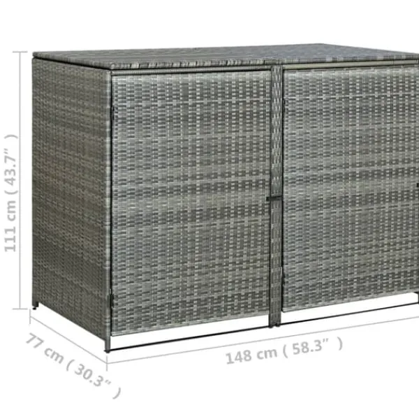 Outlet The Living Store Skjul för 2 soptunnor konstrotting antracit 148x77x111 cm - Förråd & Redskapsbodar Skjul, Garage & Carports