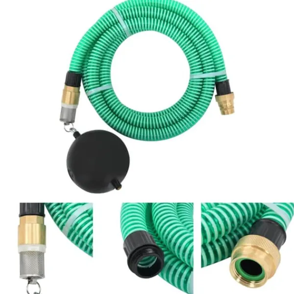 Hot The Living Store Sugslang med kopplingar mässing grön 1,1" 5 m PVC - Vattenslangar Bevattning