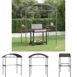 Best The Living Store Tak för grill med sidohyllor antracit 220x115x230 cm stål - Partytält & paviljoner Tält & Lusthus