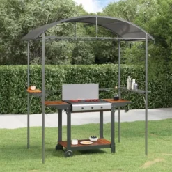 Best The Living Store Tak för grill med sidohyllor antracit 220x115x230 cm stål - Partytält & paviljoner Tält & Lusthus