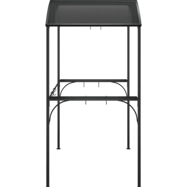 Best The Living Store Tak för grill med sidohyllor antracit 220x115x230 cm stål - Partytält & paviljoner Tält & Lusthus