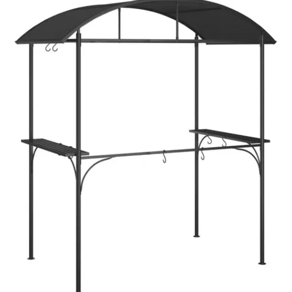 Best The Living Store Tak för grill med sidohyllor antracit 220x115x230 cm stål - Partytält & paviljoner Tält & Lusthus