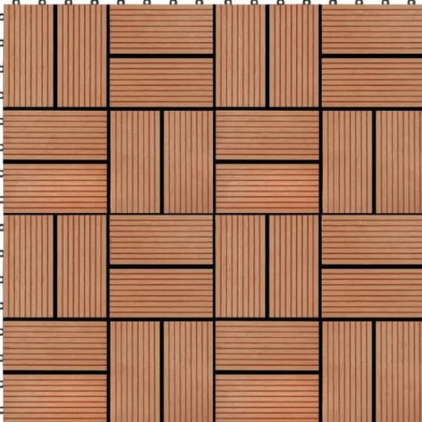 New The Living Store Trall 11 st WPC 30x30 cm 1 kvm teakfärg - Golvbeläggning Trädgårdsprydnader
