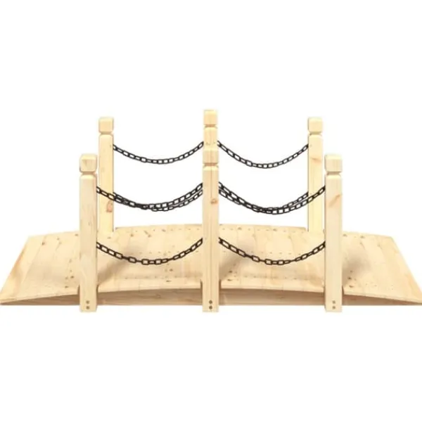 Best The Living Store Trädgårdsbro med kedjeräcken 150x67x56cm massivt granträ - Trädgårdsbroar Trädgårdsbroar