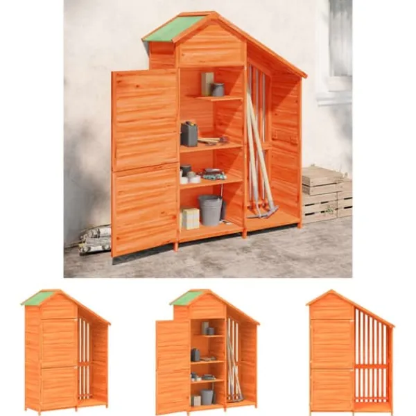 The Living Store Trädgårdsbod brun 120x53,5x170 cm massiv furu - Förråd & Redskapsbodar