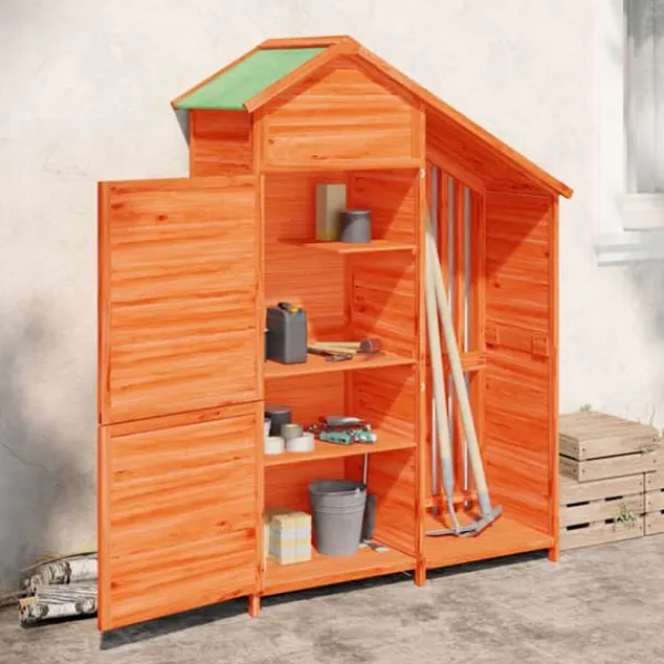 The Living Store Trädgårdsbod brun 120x53,5x170 cm massiv furu - Förråd & Redskapsbodar