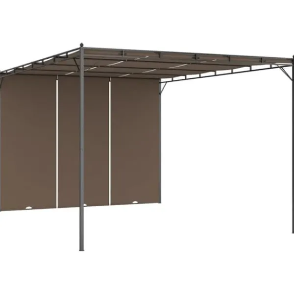 Discount The Living Store Trädgårdspaviljong med draperier 4x3x2,25 m taupe - Partytält & paviljoner Valvbågar, Spaljéer, Bersåer & Pergolor