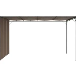 Discount The Living Store Trädgårdspaviljong med draperier 4x3x2,25 m taupe - Partytält & paviljoner Valvbågar, Spaljéer, Bersåer & Pergolor