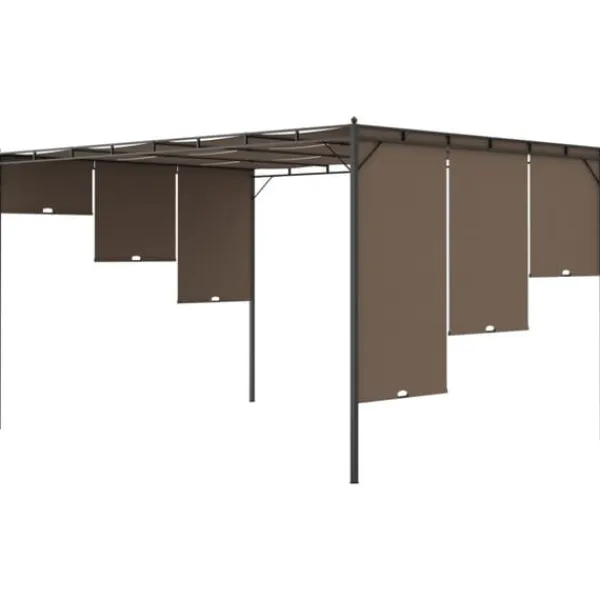 Discount The Living Store Trädgårdspaviljong med draperier 4x3x2,25 m taupe - Partytält & paviljoner Valvbågar, Spaljéer, Bersåer & Pergolor