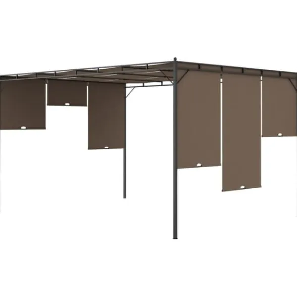 Discount The Living Store Trädgårdspaviljong med draperier 4x3x2,25 m taupe - Partytält & paviljoner Valvbågar, Spaljéer, Bersåer & Pergolor