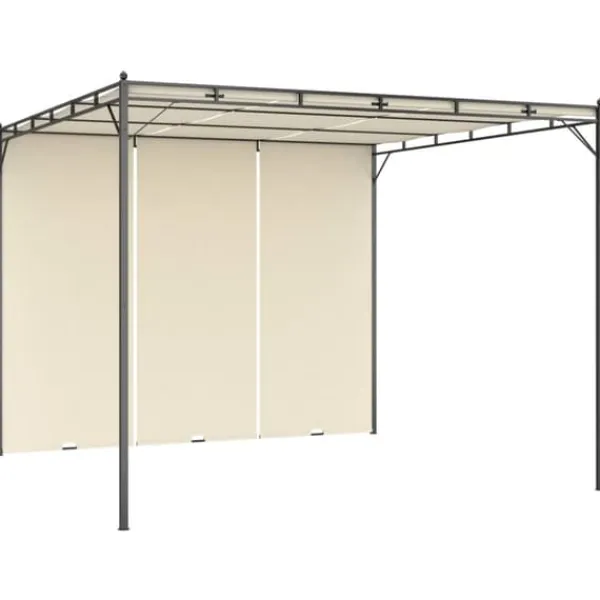 The Living Store Trädgårdspaviljong med draperier 3x3x2,25m gräddvit - Partytält & paviljoner