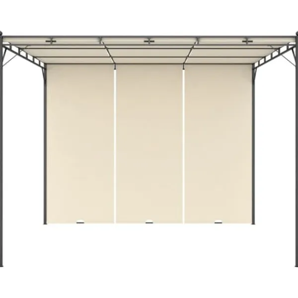 The Living Store Trädgårdspaviljong med draperier 3x3x2,25m gräddvit - Partytält & paviljoner