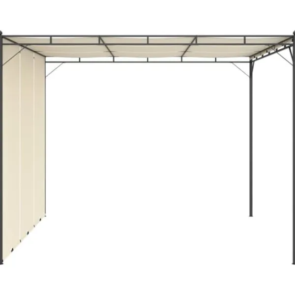 The Living Store Trädgårdspaviljong med draperier 3x3x2,25m gräddvit - Partytält & paviljoner