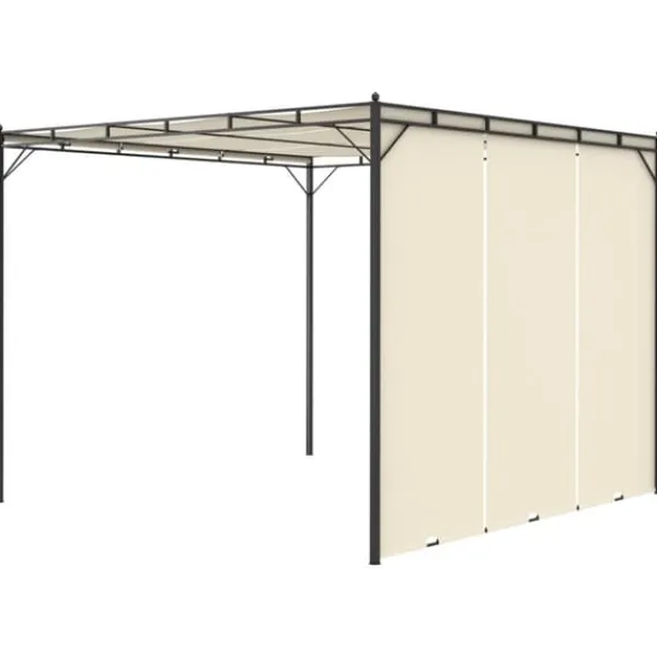 The Living Store Trädgårdspaviljong med draperier 3x3x2,25m gräddvit - Partytält & paviljoner