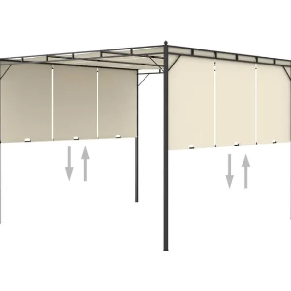 The Living Store Trädgårdspaviljong med draperier 3x3x2,25m gräddvit - Partytält & paviljoner