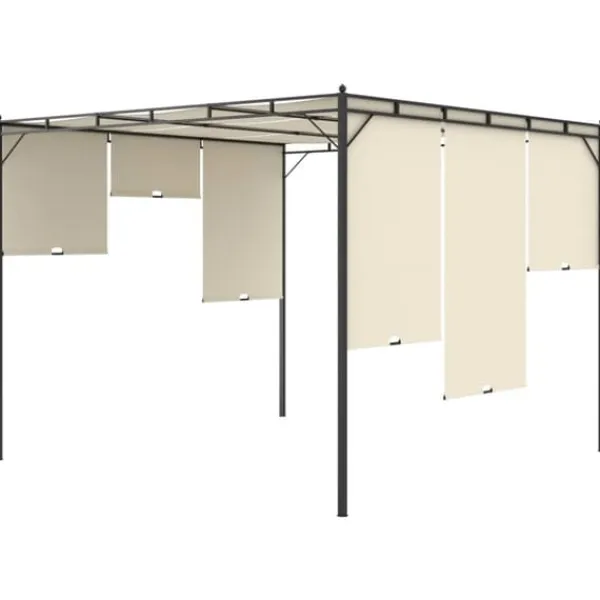 The Living Store Trädgårdspaviljong med draperier 3x3x2,25m gräddvit - Partytält & paviljoner