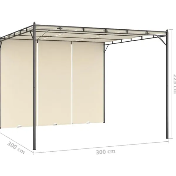 The Living Store Trädgårdspaviljong med draperier 3x3x2,25m gräddvit - Partytält & paviljoner