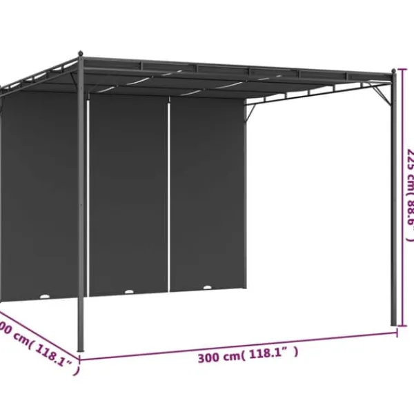 Hot The Living Store Trädgårdspaviljong med draperier 3x3x2,25 m antracit - Partytält & paviljoner Valvbågar, Spaljéer, Bersåer & Pergolor