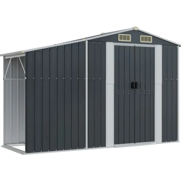 Hot The Living Store Trädgårdsskjul antracit 277x93x179 cm galvaniserat stål - Förråd & Redskapsbodar Skjul, Garage & Carports