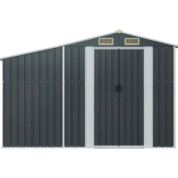 Hot The Living Store Trädgårdsskjul antracit 277x93x179 cm galvaniserat stål - Förråd & Redskapsbodar Skjul, Garage & Carports