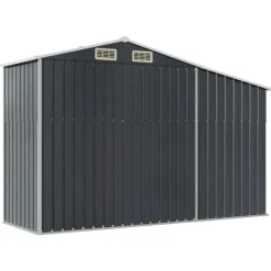 Hot The Living Store Trädgårdsskjul antracit 277x93x179 cm galvaniserat stål - Förråd & Redskapsbodar Skjul, Garage & Carports