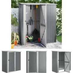 Best The Living Store Trädgårdsskjul grå 180,5x97x209,5 cm galvaniserat stål - Förråd & Redskapsbodar Skjul, Garage & Carports