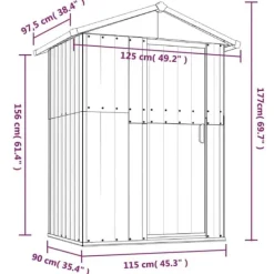 Outlet The Living Store Trädgårdsskjul antracit 126x97,5x177 cm galvaniserat stål - Förråd & Redskapsbodar Skjul, Garage & Carports